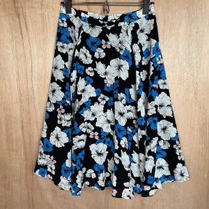 Yumi Kim Anthropologie Cobalt Blue, Black, White, Pink Floral Midi Skirt Small S